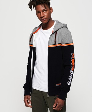 Superdry Applique Oversized Nu Lad Cipzár Férfi Kapucnis Pulóver Fekete | NFBEW7031